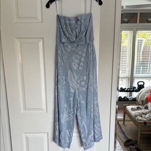 NWT Anthropologie Silk and Linen Blue Jumpsuit